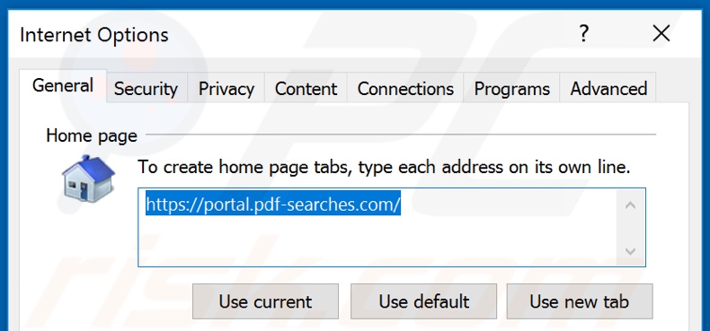 Removing pdf-searches.com from Internet Explorer homepage