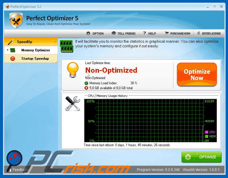 Appearance of Perfect Optimizer PUA (GIF)