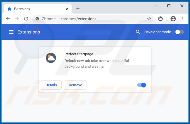 Removing perfectstartpage.com related Google Chrome extensions