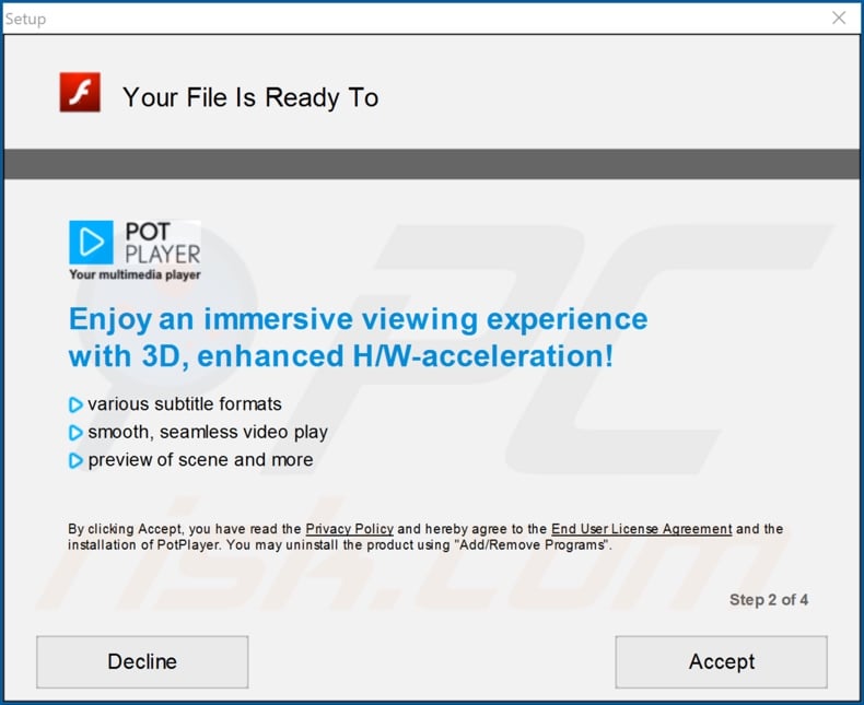 PotPlayer adware installer