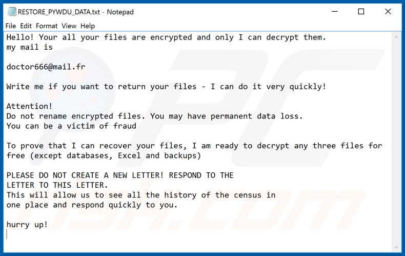 Pywdu decrypt instructions (RESTORE_PYWDU_DATA.txt)