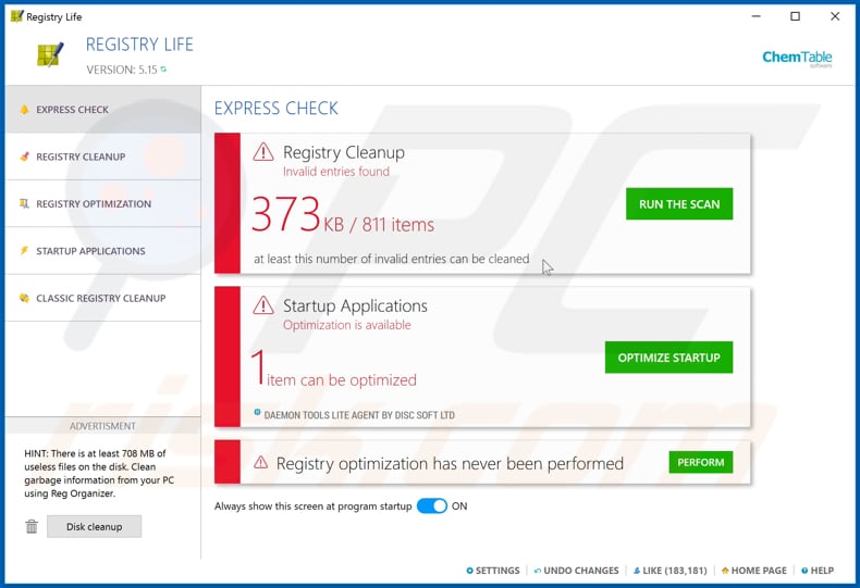 Registry Life unwanted application