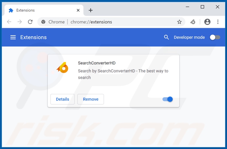 Removing search-converterhd.com related Google Chrome extensions
