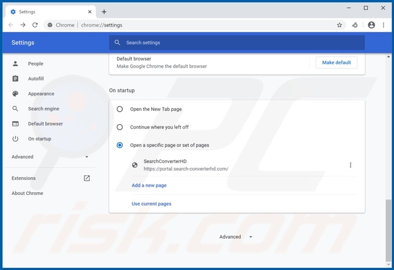 Removing search-converterhd.com from Google Chrome homepage