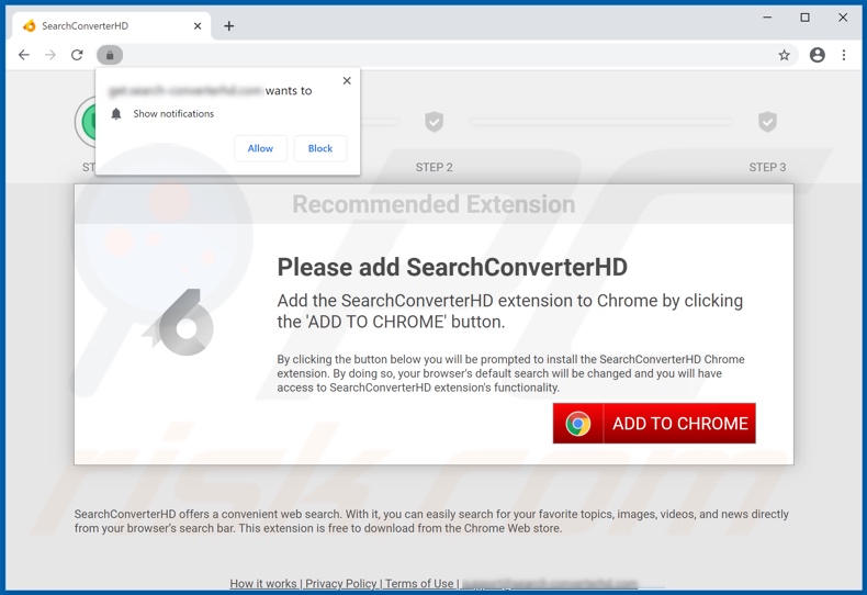 Website used to promote SearchConverterHD browser hijacker