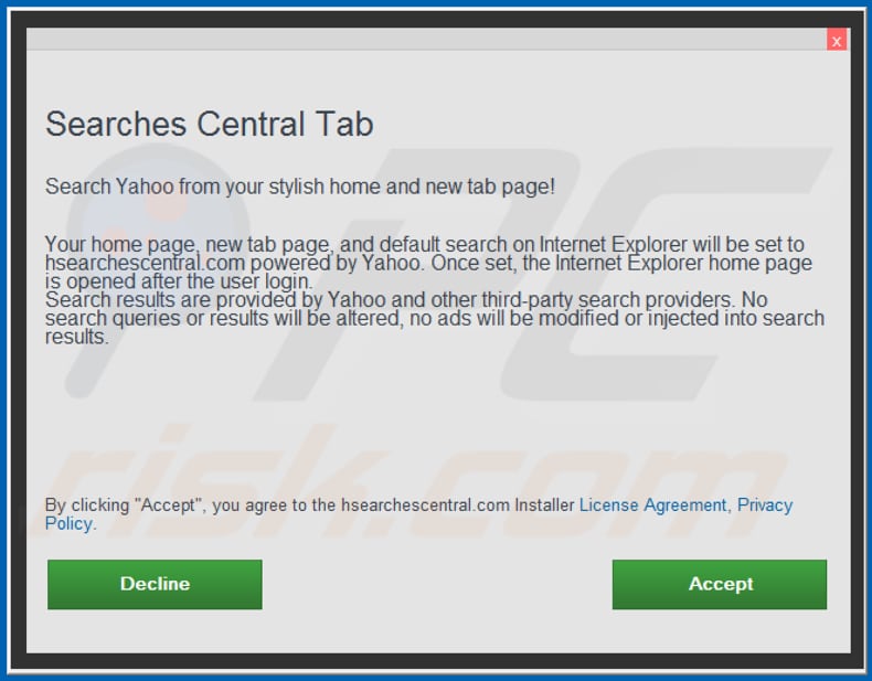 Official Searches Central browser hijacker installation setup