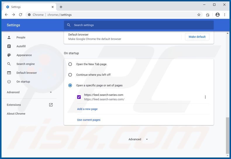 Removing search-series.com from Google Chrome homepage