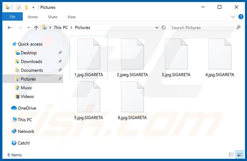 Files encrypted by SIGARETA ransomware (.SIGARETA extension)