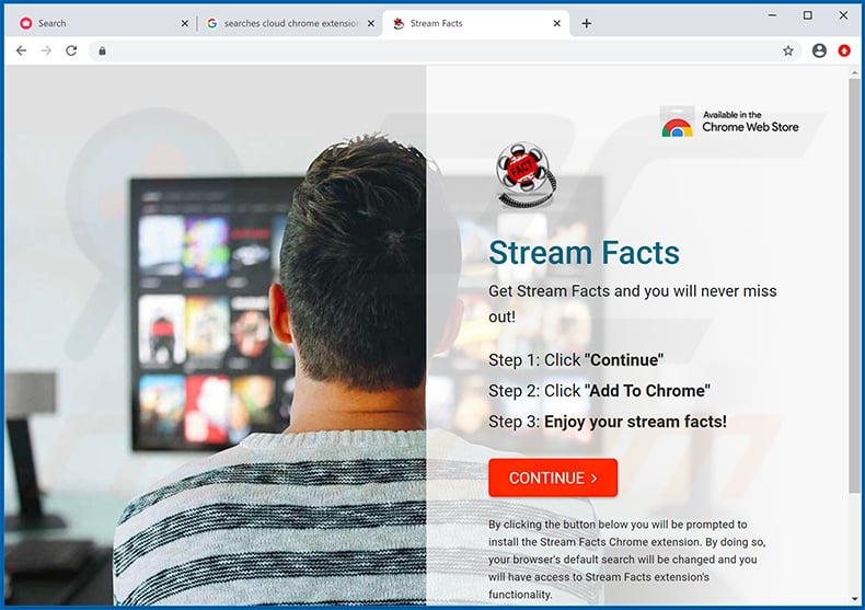 Stream Facts browser hijacker-promoting website