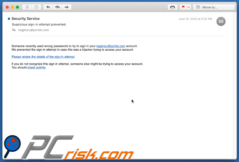 Email scam edirecting to oawhaursaith.com (GIF)