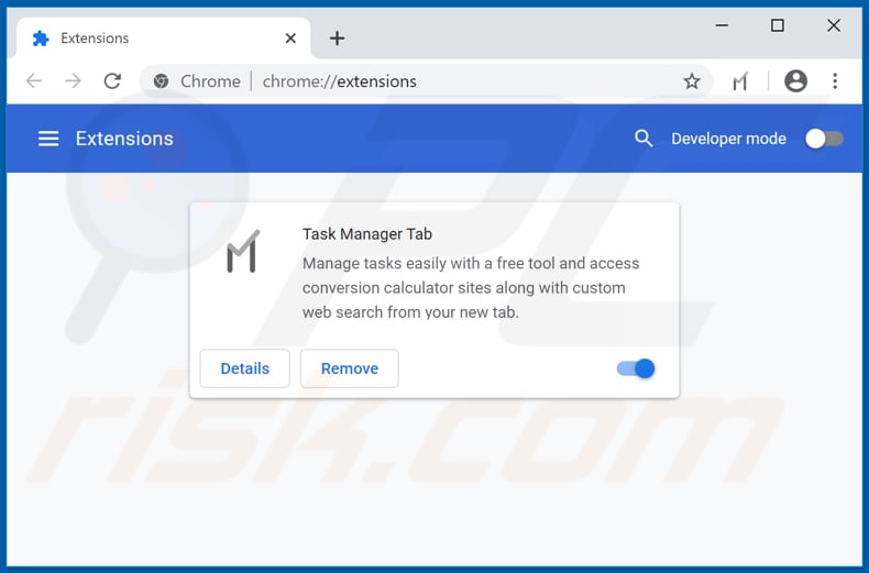 Removing taskmanagertab.com related Google Chrome extensions
