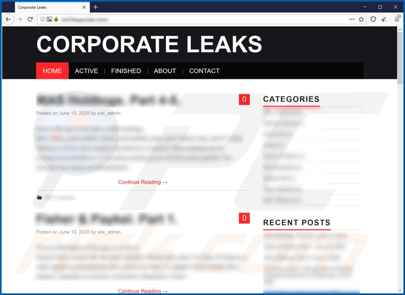 Data-leaking site of TELEGRAM ransomware