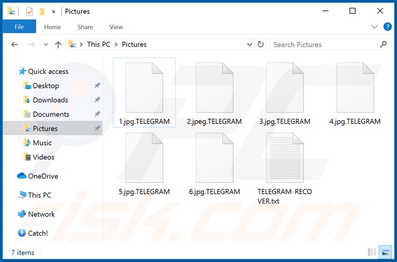 Files encrypted by TELEGRAM ransomware (.TELEGRAM extension)