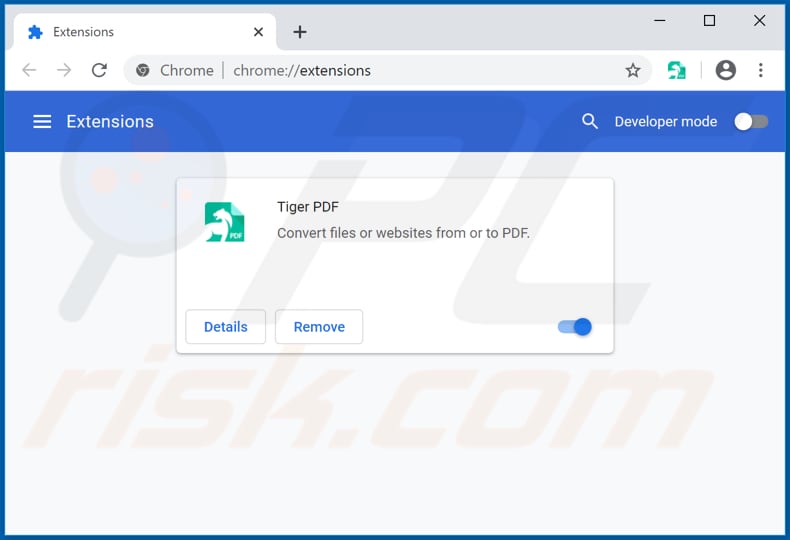 Removing tigerpdf-search.com related Google Chrome extensions