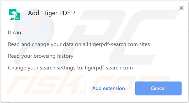 tiger pdf browser hijacker asks for a permission to be installed