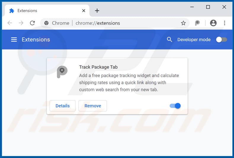 Removing trackpackagetab.com related Google Chrome extensions