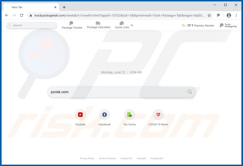 trackpackagetab.com browser hijacker