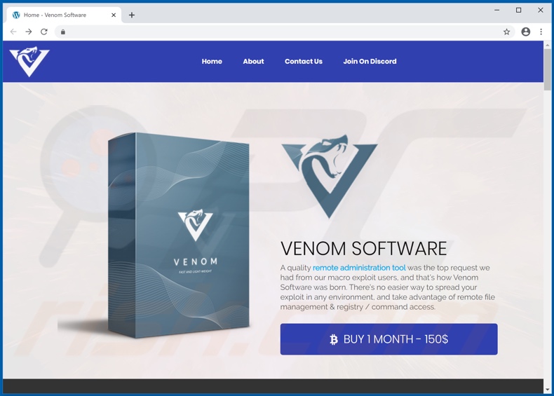 VenomRAT malware promoting site