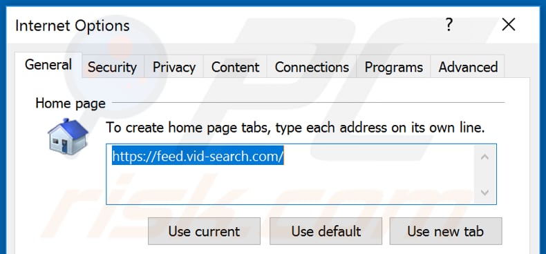 Removing vid-search.com from Internet Explorer homepage