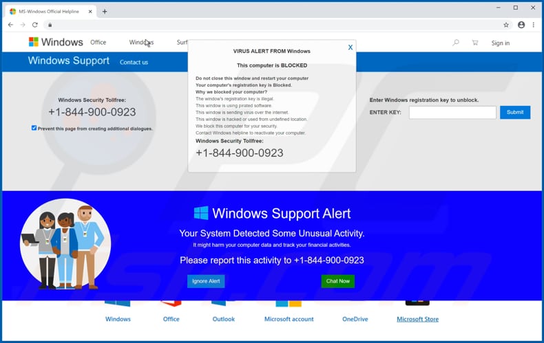 VIRUS ALERT FROM Windows scam