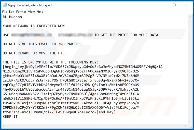 Ransom note of the second variant of WastedLocker ransomware