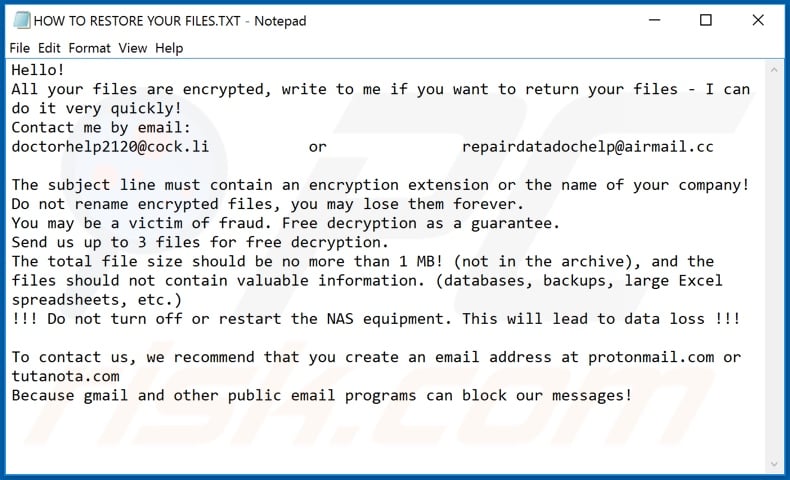 Wbqczq decrypt instructions (HOW TO RESTORE YOUR FILES.TXT)