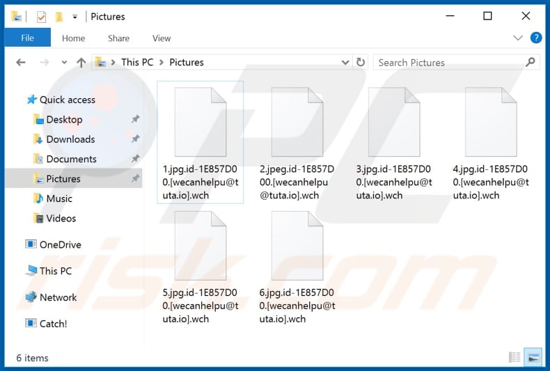 Files encrypted by WCH ransomware (.wch extension)