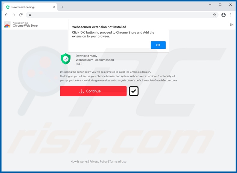 Website used to promote WebSecurerr browser hijacker 1