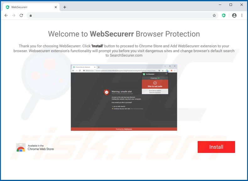 Website used to promote WebSecurerr browser hijacker 2