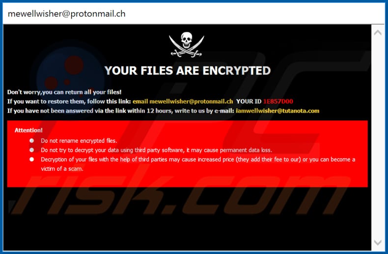 WELL decrypt instructions (pop-up window)