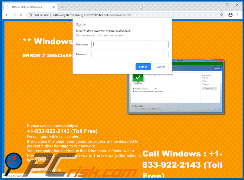 Windows Warning Alert pop-up scam (2020-06-16)