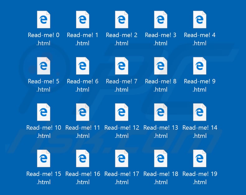 Read-me!.html ransom notes dropped on a desktop