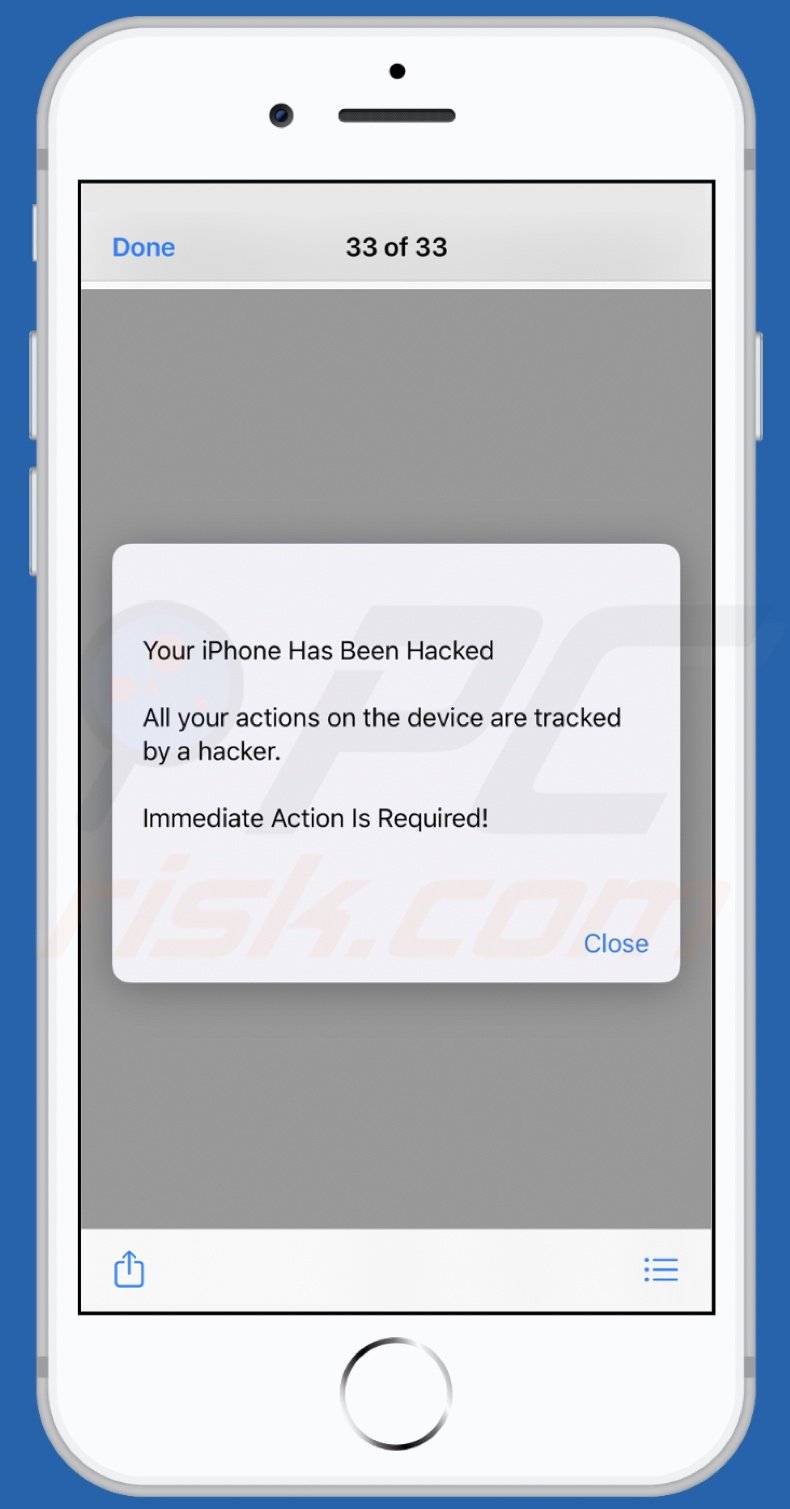 your iphone has been hacked scam main