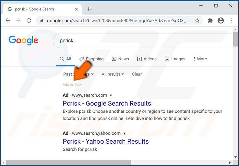 Ad by Pop advertisements injected into Google search results