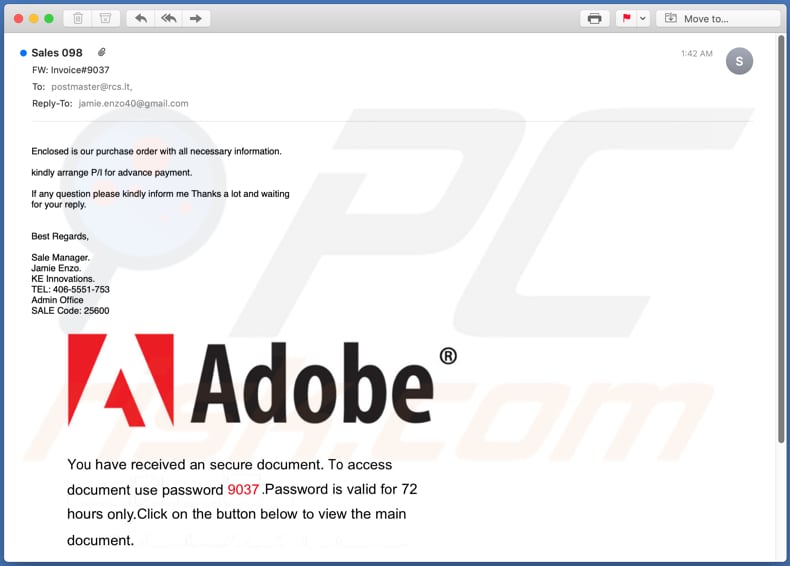 adobe email virus another variant