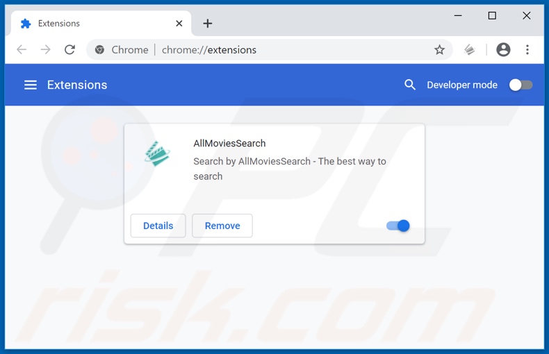 Removing allmoviessearch.com related Google Chrome extensions