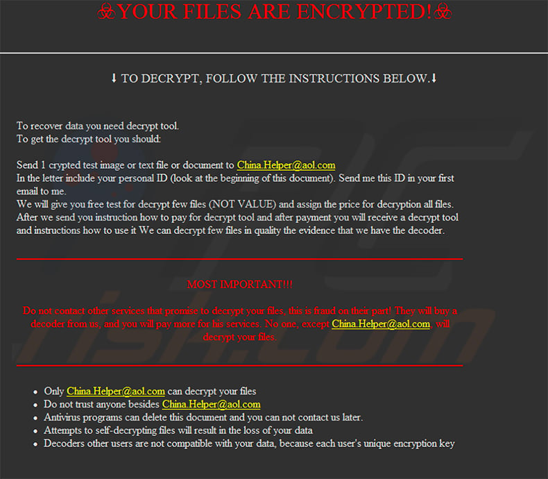 Alpha865qqz decrypt instructions (HOW TO BACK YOUR FILES.exe)
