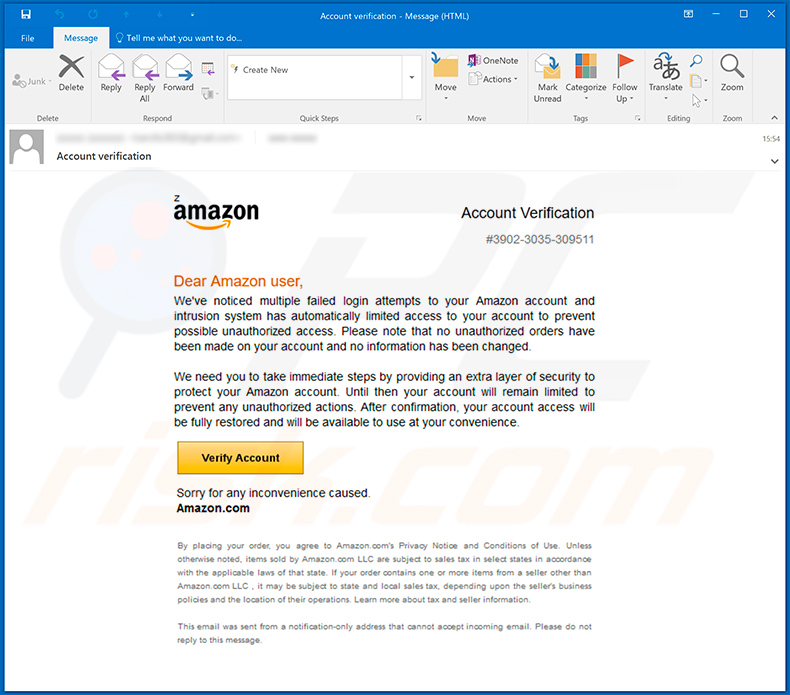 Amazon-themed phishing email (2020-07-13)