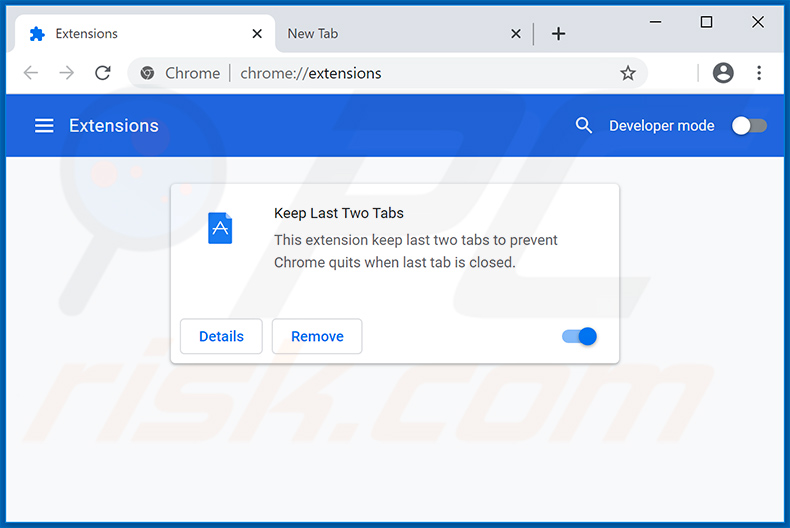 Keep Last Two Tabs Chrome extension promoting barosearch.com