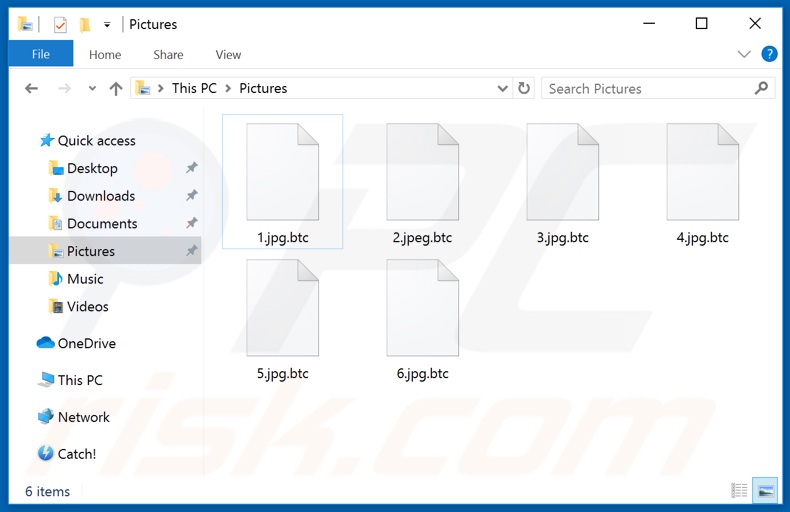 Files encrypted by Btc (JigSaw) ransomware (.btc extension)