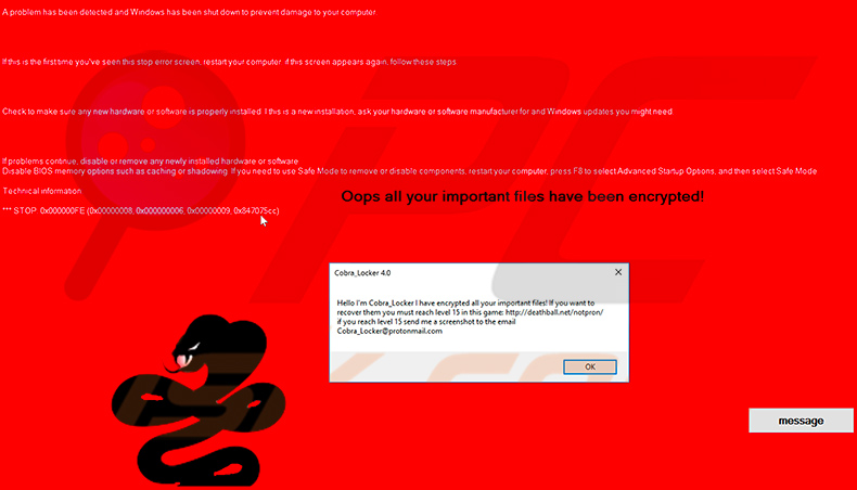 Ransom note delivered by the updated Cobra Locker