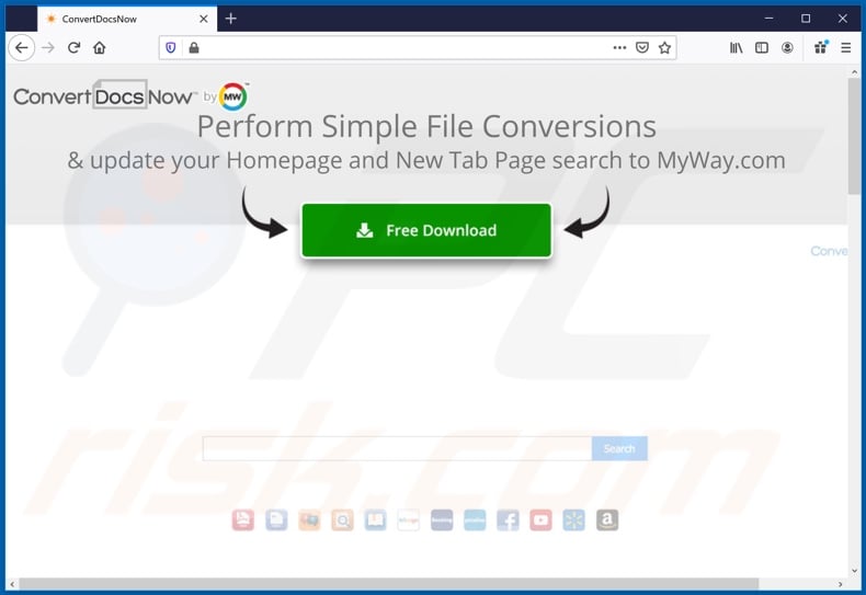 Website used to promote ConvertDocsNow browser hijacker (Firefox)