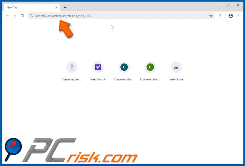 ConverterzSearch browser hijacker appearance gif