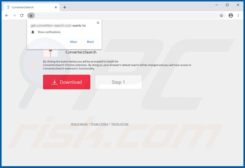 Website used to promote ConverterzSearch browser hijacker