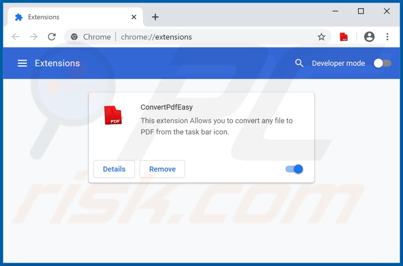 Removing convertpdfeasy.com related Google Chrome extensions