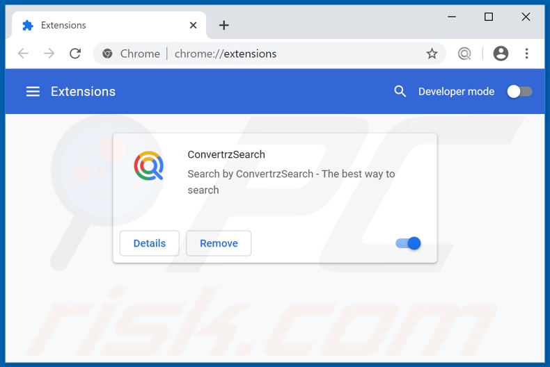 Removing convertrz-search.com related Google Chrome extensions