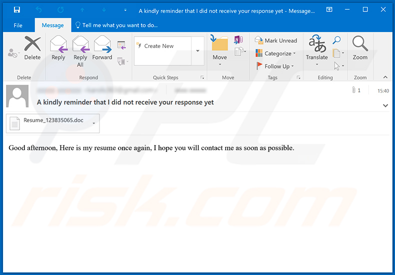 CV-themed spam email distributing IcedID trojan