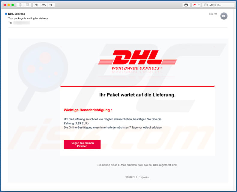 DHL-themed German phishing email