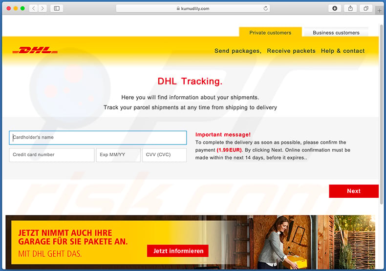 DHL-themed phishing email