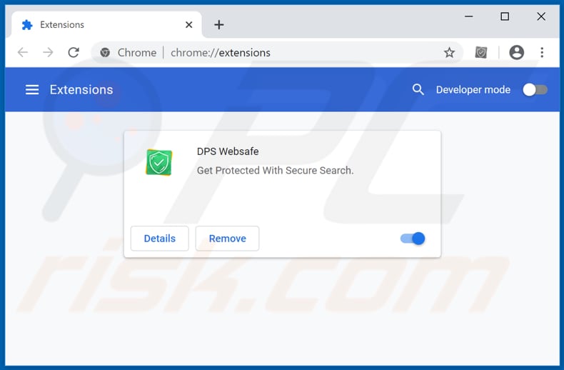 Removing dpswebsafe.com related Google Chrome extensions